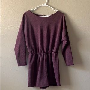 Maroon long-sleeve romper